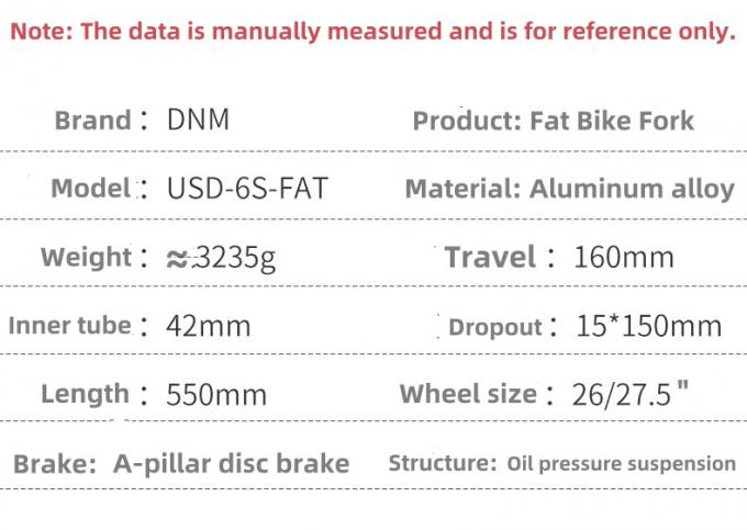 Dnm USD-6S Fat 26er Inverted Fat Bike Suspension Fork Fork à vélo de montagne 2